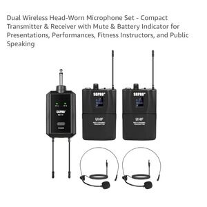 SGPRO SG-14BB Dual Wireless Head-Worn Microphone Set Public Speaking Performance